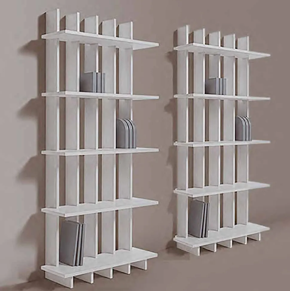 Libreria a Parete Shabby Chic in Legno Frassino di Design Moderno - Babele