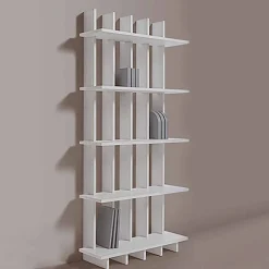 Libreria a Parete Shabby Chic in Legno Frassino di Design Moderno - Babele