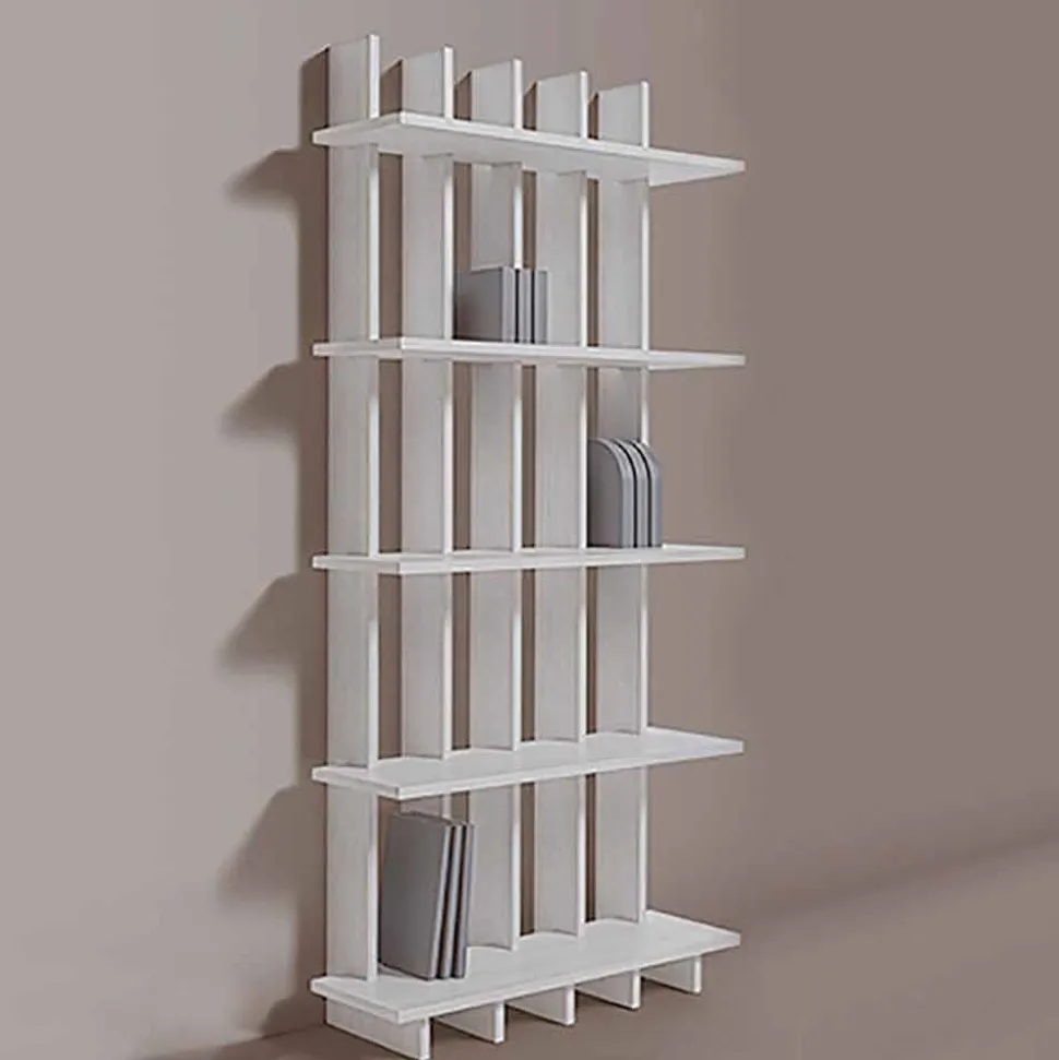 Libreria a Parete Shabby Chic in Legno Frassino di Design Moderno - Babele