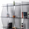 Libreria autoportante/a muro design moderno Pam fumé, made in Italy