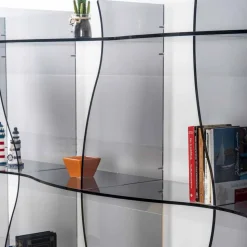 Libreria autoportante/a muro design moderno Pam fumé, made in Italy