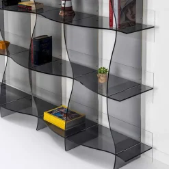 Libreria autoportante/a muro design moderno Pam fumé, made in Italy
