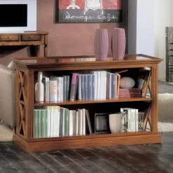 Libreria Bassa con Struttura in Legno e Vani a Giorno Made in Italy - Fauno