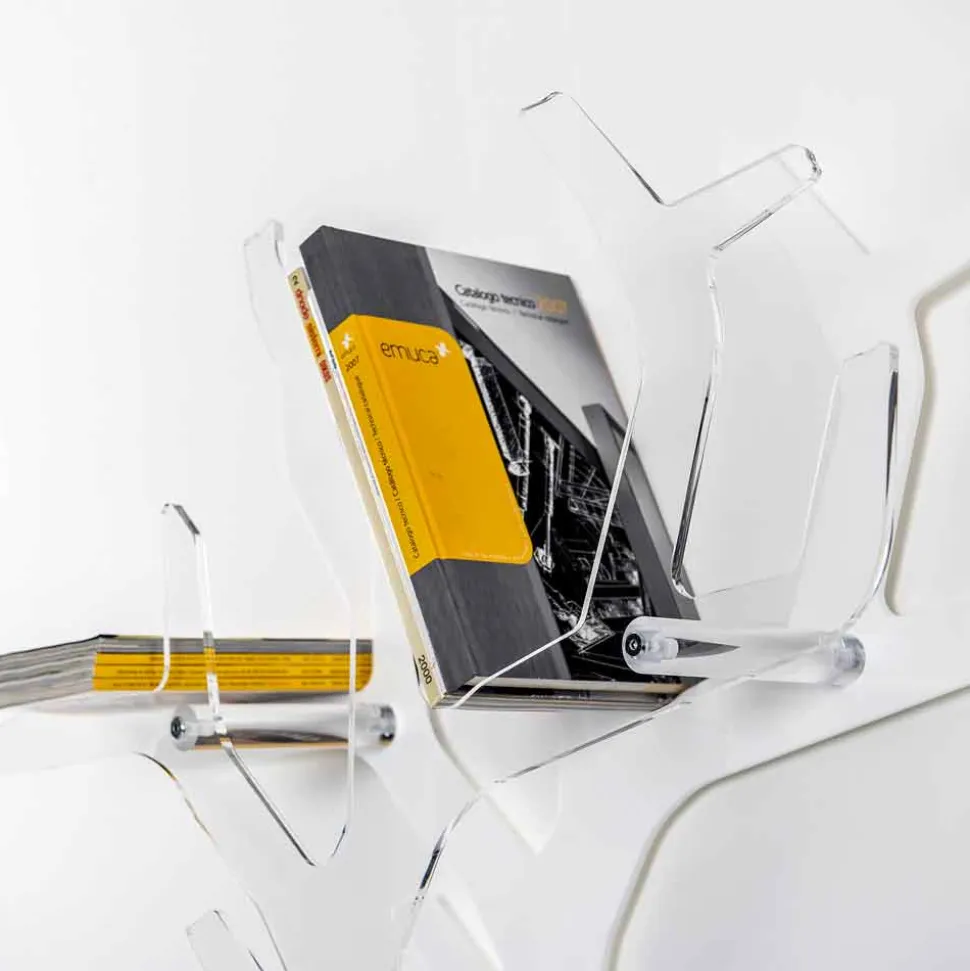 Libreria da parete bianca design moderno Carol, made in Italy