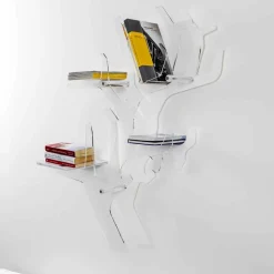 Libreria da parete bianca design moderno Carol, made in Italy