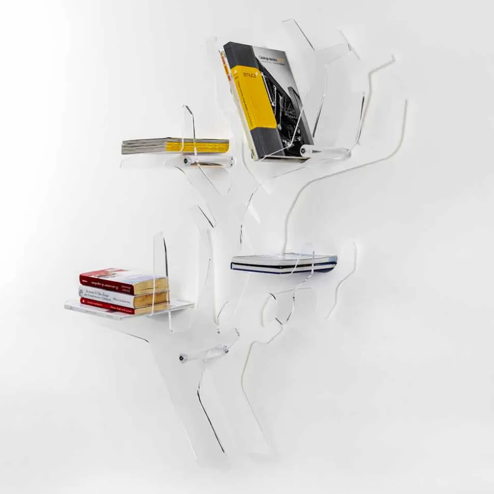 Libreria da parete bianca design moderno Carol, made in Italy