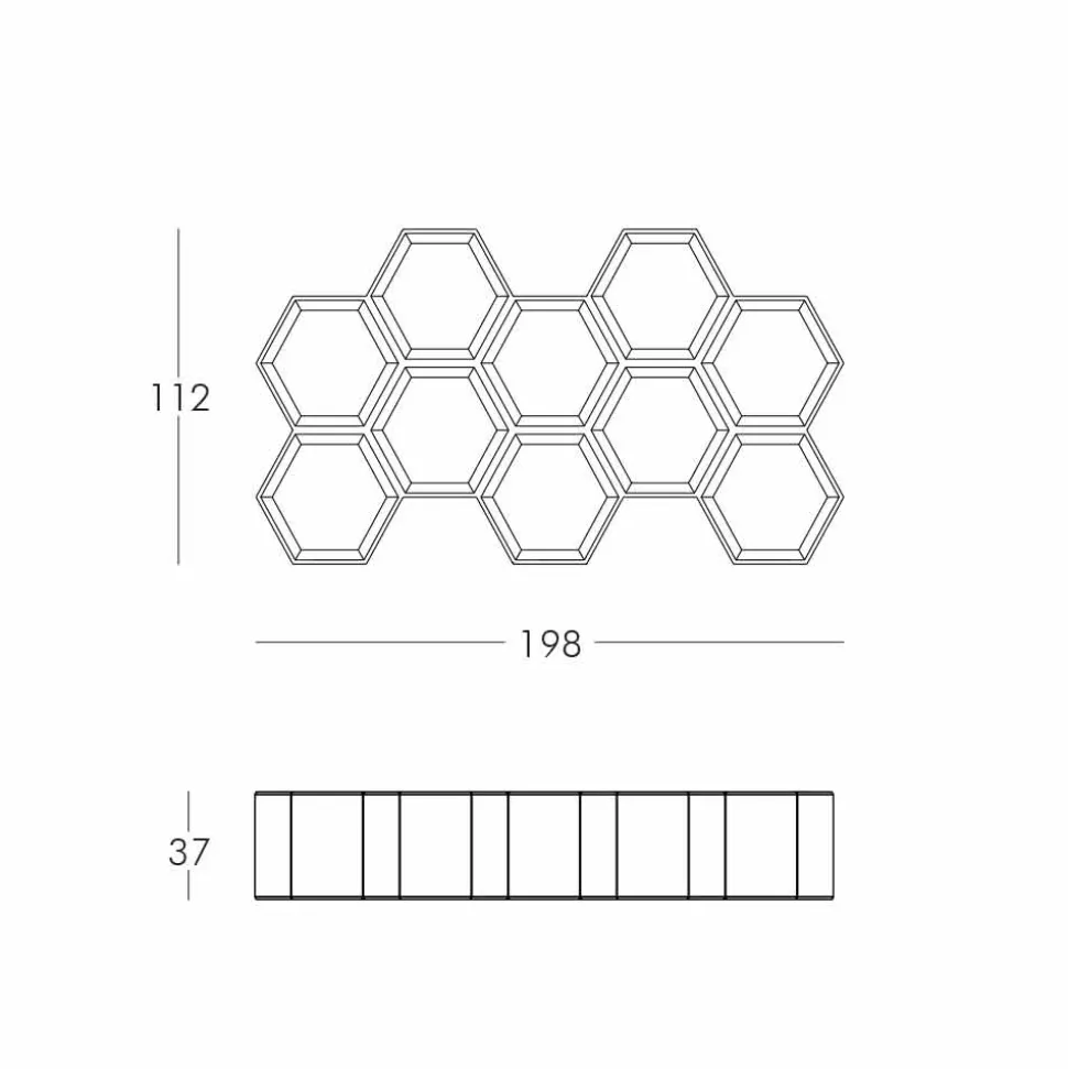 Libreria da parete colorata Slide Hexa a celle prodotta in Italia