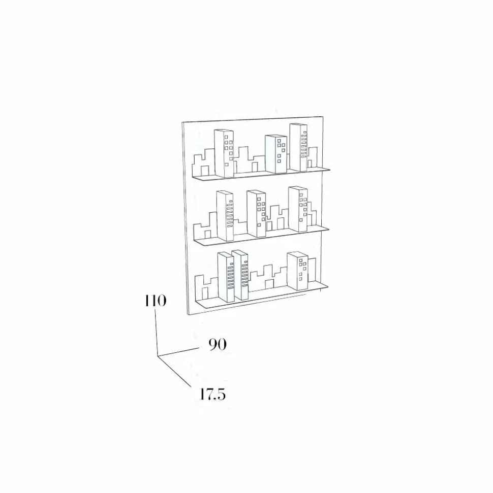 Libreria da parete design moderno Skyline 90x110 Mabele, design italiano