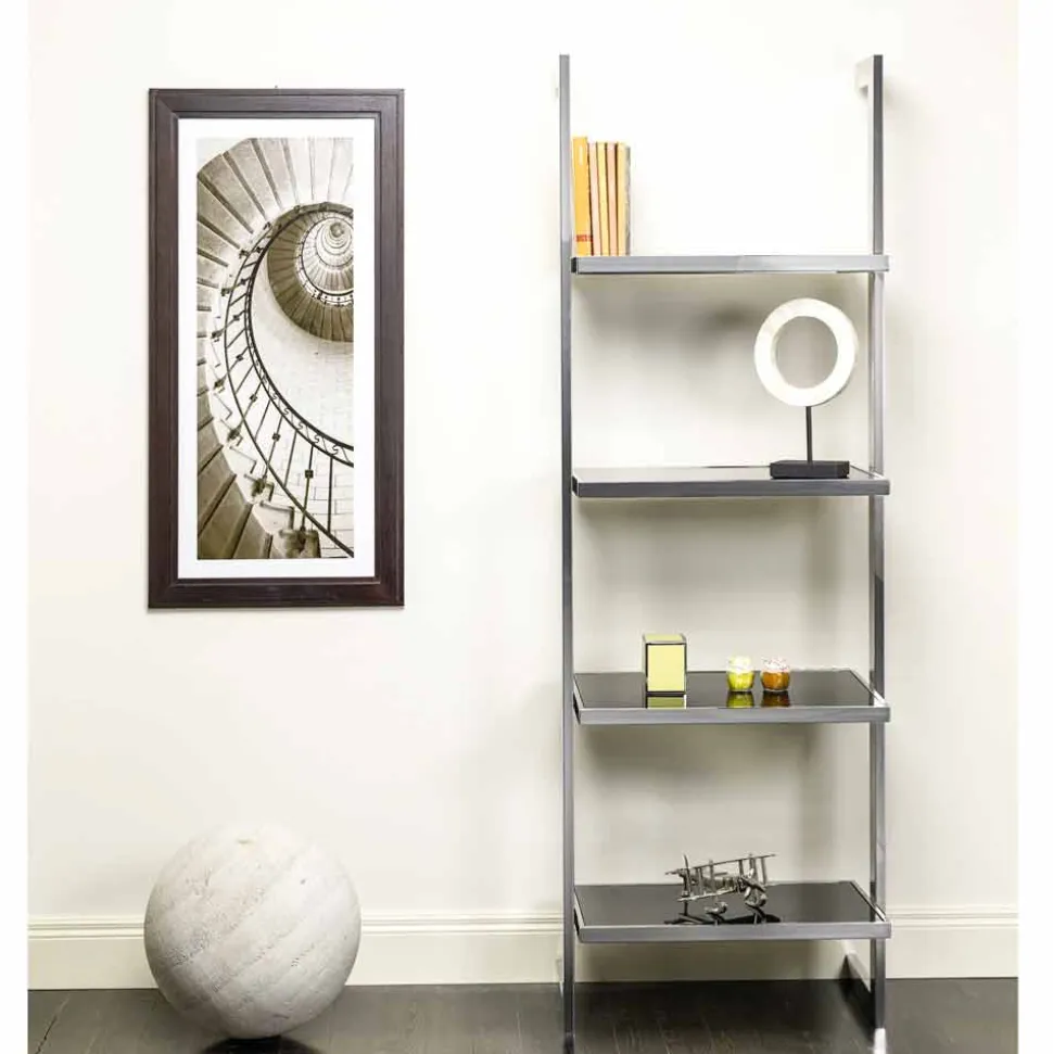 Libreria da parete in acciaio e vetro di design 60x180x44cm Tafre