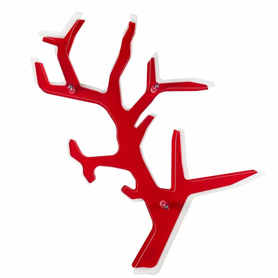 Libreria da parete rossa design moderno Carol, made in Italy