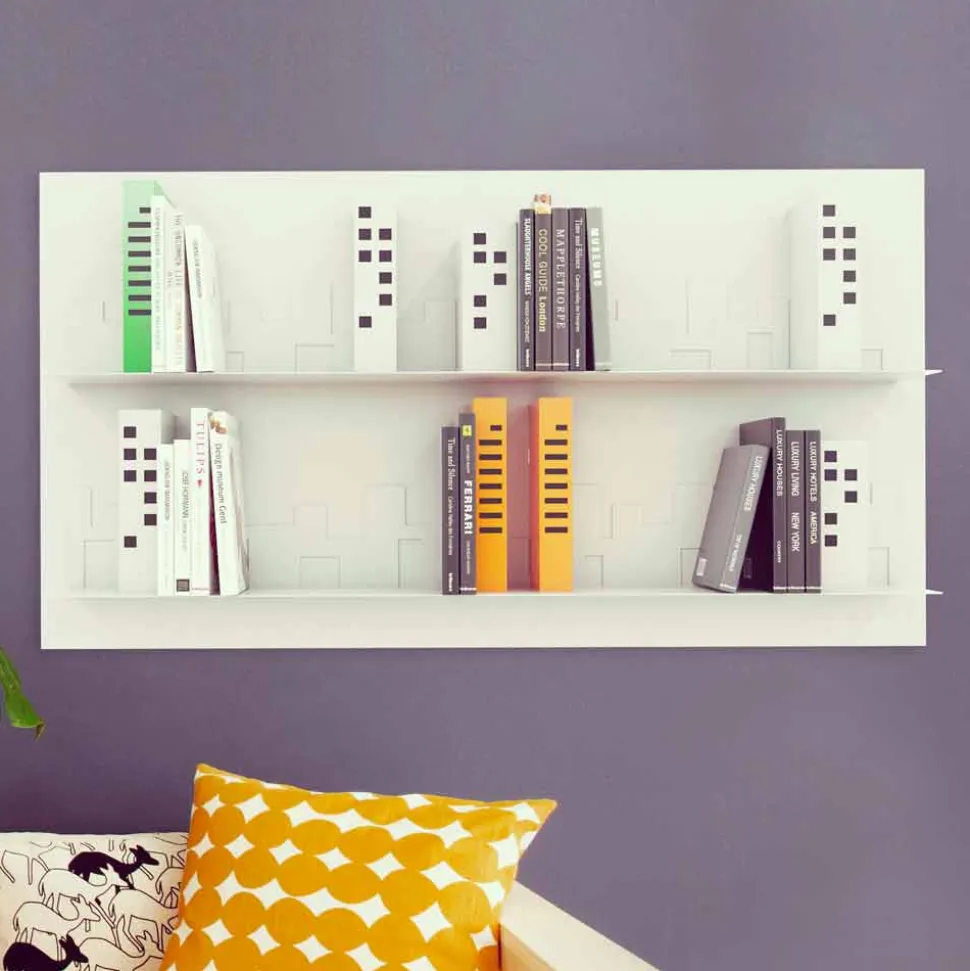 Libreria design da muro Skyline 130x70 Mabele, prodotto artigianale