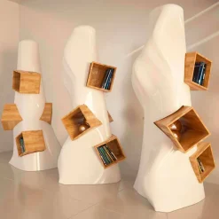 Libreria design moderno in legno e Solid Surface K2 made in Italy