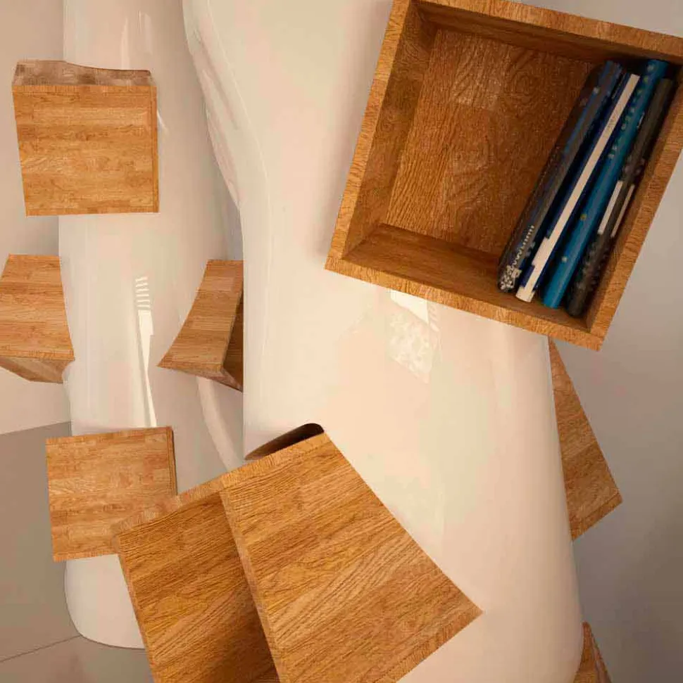 Libreria design moderno in legno e Solid Surface K2 made in Italy