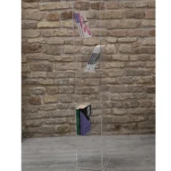 Libreria Freestanding a Colonna in Cristallo Acrilico Trasparente - Corrige