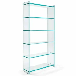 Libreria Freestanding in Vetro Extrachiaro a 6 Ripiani Made in Italy - Ramen