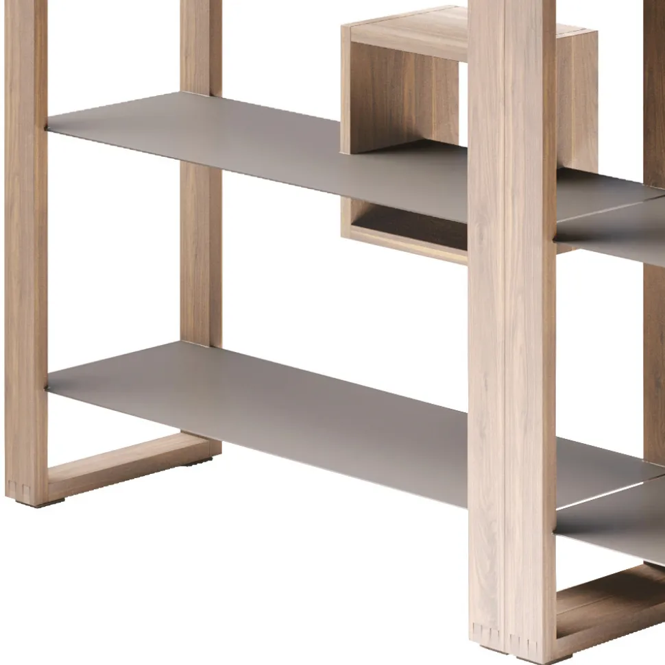 Libreria in Legno di Noce Nodato e 6 Ripiani Made in Italy - Berta