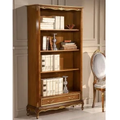 Libreria in Legno Noce Stile Classico con Cassetto Made in Italy - Ronald