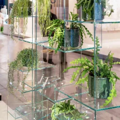 Libreria Salotto in Vetro Extrachiaro con o senza Cassetti Made in Italy- Linzy