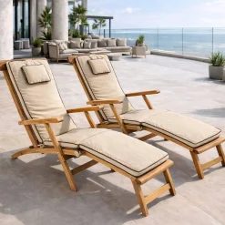 Lounger da Giardino in Legno di Teak Naturale – Yggdrasil