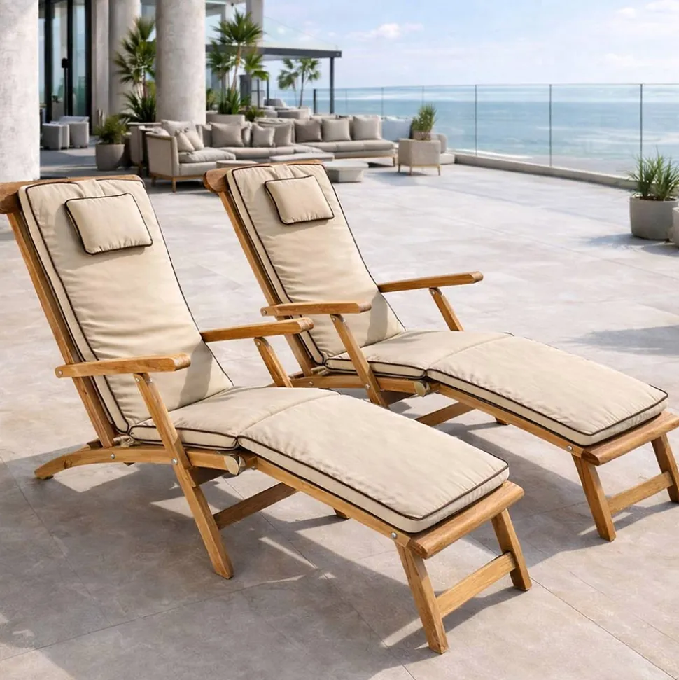 Lounger da Giardino in Legno di Teak Naturale – Yggdrasil