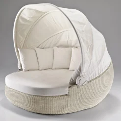 Lounger Prendisole da Giardino con Tettuccio in Polyrattan - Colin