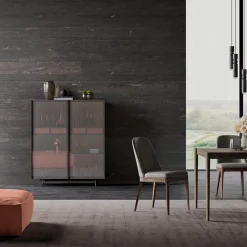Madia a 2 Ante in Legno Ecologico e Metallo Alta Qualità Made in Italy - Aaron