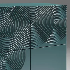 Madia a 5 Ante in MDF Laccato con Decoro Inciso e Rifinito a Mano - Granchio