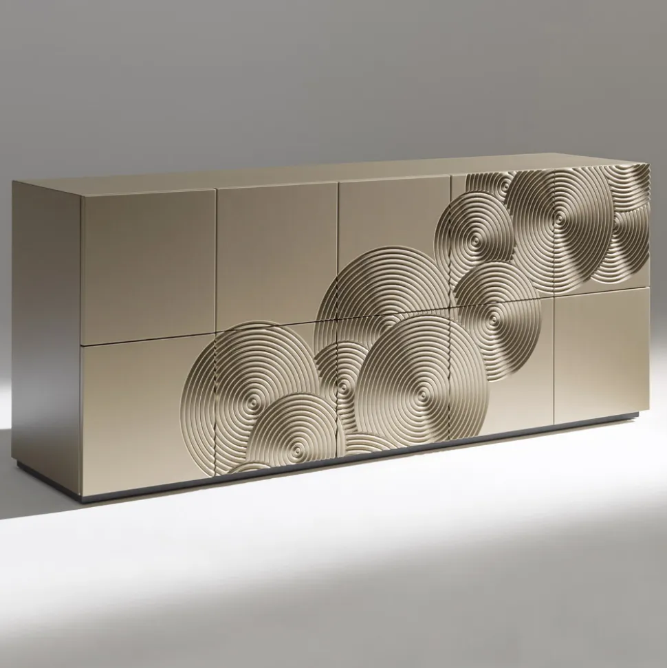 Madia a 5 Ante in MDF Laccato con Decoro Inciso e Rifinito a Mano - Granchio