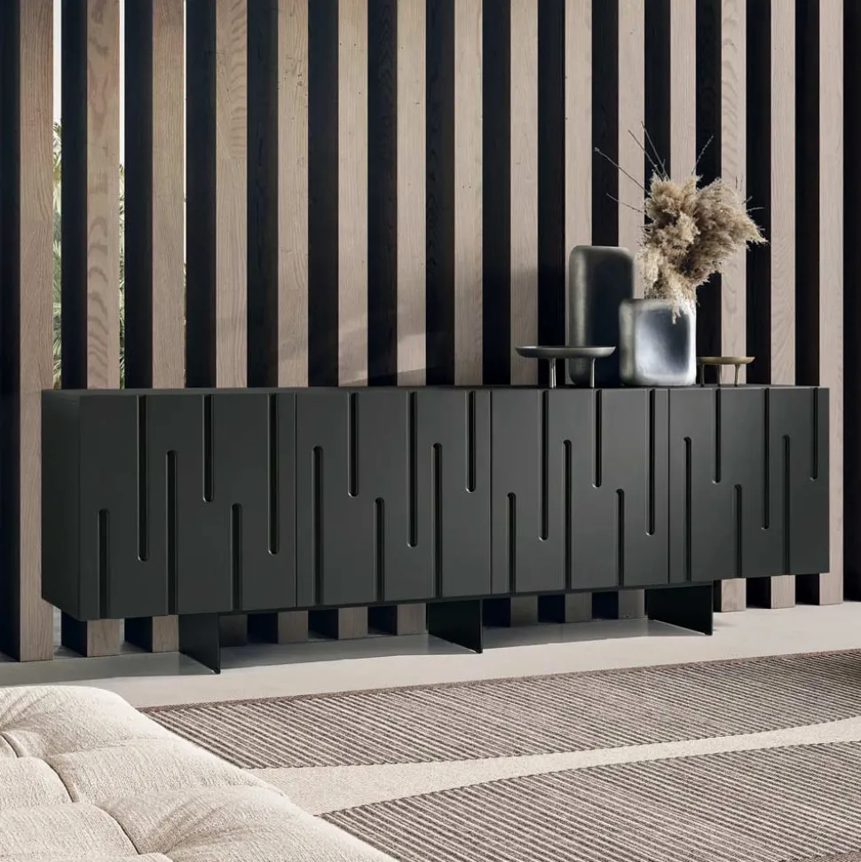 Madia con 4 Ante con Apertura Push Pull in MDF Made in Italy - Fabrizia