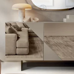 Madia con 3 Ante in MDF Laccato Rivestite in Vetro Specchio - Diletta