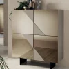 Madia con 4 Ante in MDF Laccato Rivestite in Vetro Specchio - Diletta