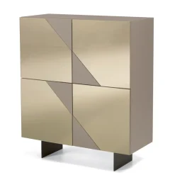 Madia con 4 Ante in MDF Laccato Rivestite in Vetro Specchio - Diletta