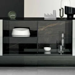 Madia da Ingresso di Design a 2 Ante in Vetro Fumè Made in Italy – Scocca