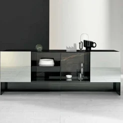 Madia da Ingresso di Design a 2 Ante in Vetro Fumè Made in Italy – Scocca