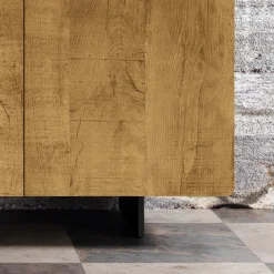 Madia da Salotto con 3 Ante in Finitura Rovere Nodato Country Made in Italy - Arne