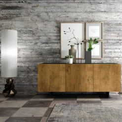 Madia da Salotto con 3 Ante in Finitura Rovere Nodato Country Made in Italy - Arne