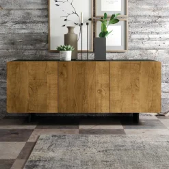Madia da Salotto con 3 Ante in Finitura Rovere Nodato Country Made in Italy - Arne