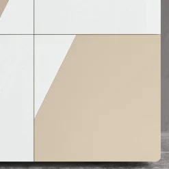 Madia da Salotto con 4 Ante in Finitura White Glass e Visone Made in Italy - Eva