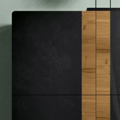 Madia da Salotto con 4 Ante in Finitura Rovere Nodato Country e Antracite Glass - Ove
