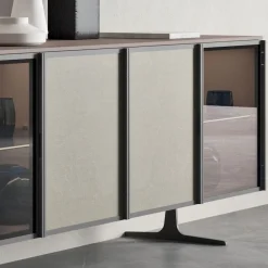 Madia da Salotto in Legno Ecologico e Vetro 4 Ante Made in Italy - Aaron