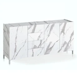 Madia da Salotto Rivestita in Melaminico Finitura Marmo Made in Italy - Zinco