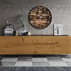 Madia da Soggiorno con 4 Ante in Finitura Rovere Nodato Country - Even