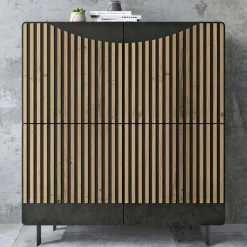 Madia da Soggiorno con 4 Ante in Finitura Rovere Nodato Nordico - Bente