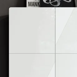Madia da Soggiorno con 4 Ante in Finitura White Glass Made in Italy - Eline