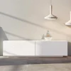 Madia da Soggiorno in Mdf Bianco con Bassorilievo Made in Italy - Stilea