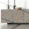 Madia da Soggiorno in Mdf Laccato con Bassorilievo Made in Italy - Kerry
