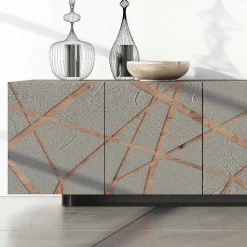Madia da Soggiorno in Mdf Laccato con Bassorilievo Made in Italy - Kerry