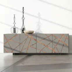 Madia da Soggiorno in Mdf Laccato con Bassorilievo Made in Italy - Kerry