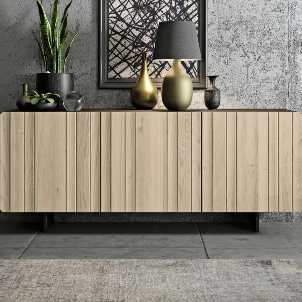 Madia da Zona Living con 3 Ante in Finitura Sabbia Made in Italy - Jan