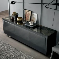 Madia in Legno 3 Ante con Bordo Inclinato e Piano in Ceramica - Mondolfo